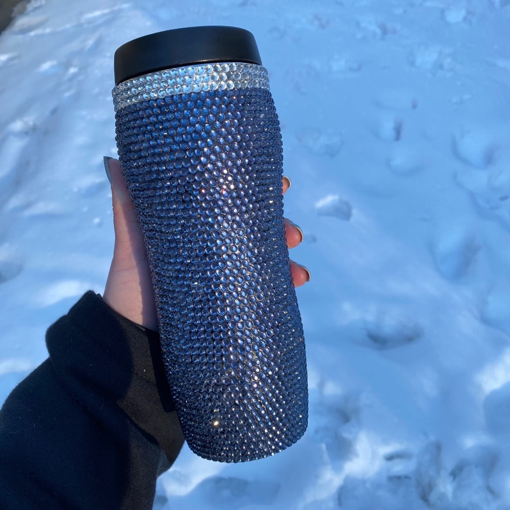 Resin Rhinestones, coffee tumbler. Handmade.